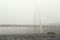 Bridge over the River in Umea, Sweden in Fog