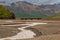 Bridge over semi-dry river bed, Denali Park, Alaska, USA