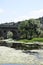 Bridge over the Tozo river full of Ranunculus aquatilis or aquatic buttercup is a species belonging to the Ranunculaceae family