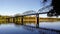 Bridge over the wabash river with reflection.