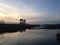 Bridge over Wetlands and Hackensack River during Sunset in Jersey City, NJ.