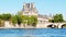 Bridge pont Royal Panorama of Seine river and Louvre museum