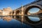 Bridge Ponte Sant\' Angelo and castel. River Tiber. Rome, Italy