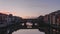 The bridge Ponte Vecchioin in Florence Italy during sunrise Time-Lapse