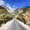 Bridge Ponti di Vara in white marble quarry, Apuan Alps, Carrara, Tuscany, Italy.