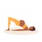 Bridge Pose. Pregnant African American woman doing yoga. Woman in sportswear doing floor exercises on mat. Active