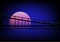 bridge silhouette with moon and blue background