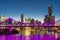 Bridge and skyscrapers in Brisbane at twilight