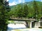 Bridge and a small hydroelectric power plant at Triglavska Bistrica river near Mojstrana, Slovenia