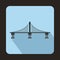 Bridge with steel supports icon, flat style