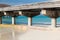 Bridge on stilts at exotic resort beach