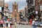 Bridge street and St Peter\'s Church. Chester. England