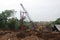 Bridge Structure with Crane heavy Machine on Toll road