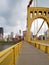 Bridge to downtown of city Pittsburgh  on sunset PA USA