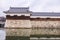 The bridge to entrance at hiroshima castle with wall to protect