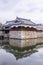 The bridge to entrance at hiroshima castle with wall to protect