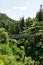 Bridge to Nowhere - Whanganui National Park - historical concrete bridge surrounded by lush foliage - portrait