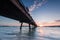 Bridge to the sea at sunrise, chalong harbor Phuket Thailand