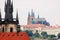 Bridge Tower and St Vitus Cathedral in Prague