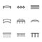 Bridge transition icons set, outline style