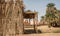 Bridge of trunks of palm trees across an irrigation ditch next to the Nile in Sudan