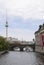 Bridge between TV tower and Bode Museum on the river spree in Be
