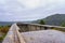 Bridge under construction in the valley that crosses the mountains, Madrid.