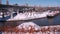 A bridge underlying the Cleveland Skyline - The Snowy Cuyahoga - CLEVELAND - OHIO - USA