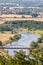 Bridge on the Weser river in Germany. A beautiful view from the monument of Prince Wilhelm