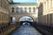 Bridge of Winter channel near the buildings Ermitage Museum. St. Petersburg, Russia