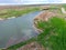 Bridges through irrigation . Rice field irrigation system