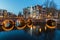 Bridges at the Leidsegracht and Keizersgracht canals intersection in Amsterdam