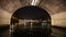 Bridges from movement boat at night in Paris