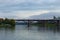 Bridges over Drava River in Maribor. Old Bridge, Titov bridge and Railway bridge. Scenic autumn landscape. Maribor, Slovenia