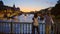 The Bridges over River Seine in Paris at night - CITY OF PARIS, FRANCE - SEPTEMBER 4, 2023