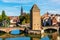 Bridges Ponts Couvert with fortified towers in Strasbourg, France