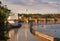 Bridges of Prague. Sunset on the river.