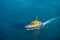 Bridgetown, Barbados - December 12, 2015: pilot rescue boat float in blue sea. Maritime pilots transport and