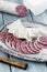 Brie cheese and air dried salami