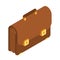 Briefcase. 3d Isometric Briefcase icon. Brown briefcase with golden lock. Briefcase male brown. Business portfolio illustration,