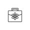 Briefcase with an atom outline icon