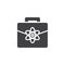 Briefcase with an atom vector icon