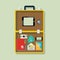 briefcase with business accessories. Vector illustration decorative design