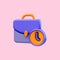Briefcase clock icon 3d render concept for complete finish office work