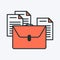 Briefcase documents icon. Vector illustration of folder with paper documents in background. It represents a concept of business