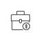 Briefcase and dollar coin outline icon