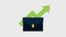 Briefcase with growth graph arrow business icons