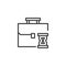 Briefcase and hourglass outline icon