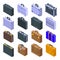 Briefcase icons set, isometric style