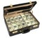 Briefcase packed full of dollar bills